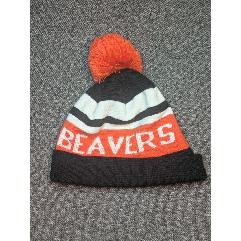 Vintage Nike Oregon State University Beavers OSU Swoosh Logo Pom Beanie Hat